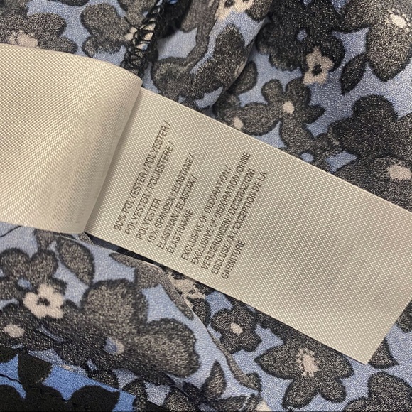 Bella Kim gravel blue floral peasant sleeve L - Picture 5 of 9